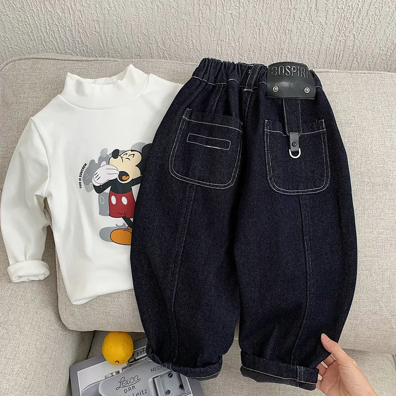 ボスロゴベルトデザインデニムロングパンツ