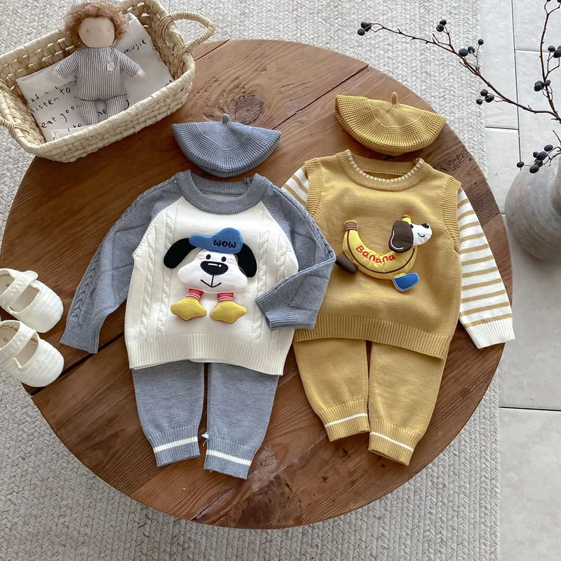 立体キャラクターワンちゃんニットセットアップ