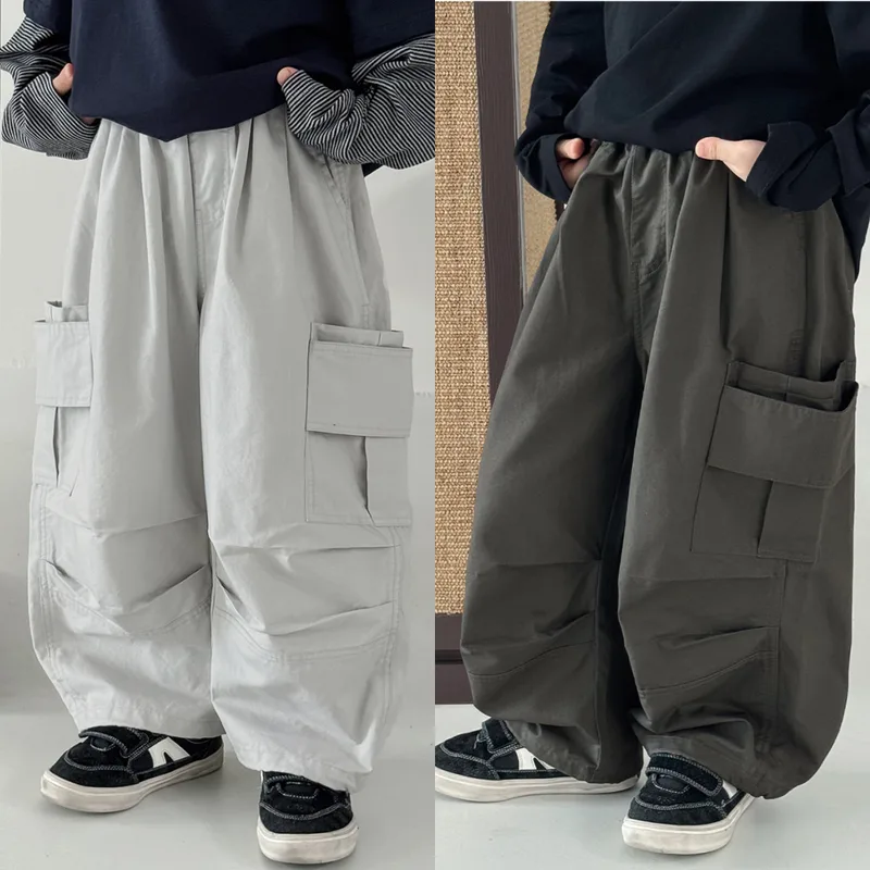 切替デザインサイドポケットワイドカーゴパンツ