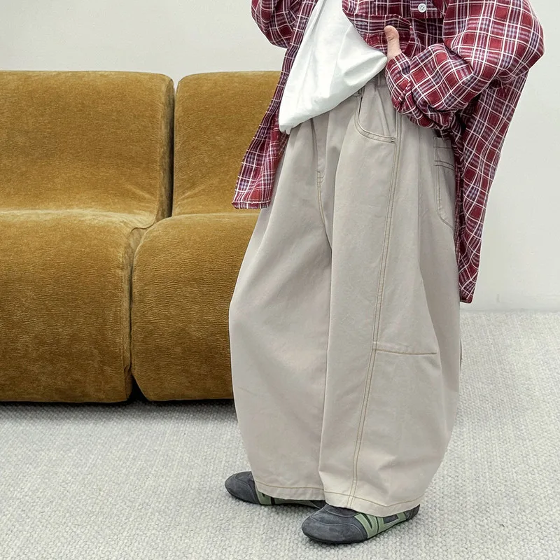 配色ステッチコットンカジュアルパンツ