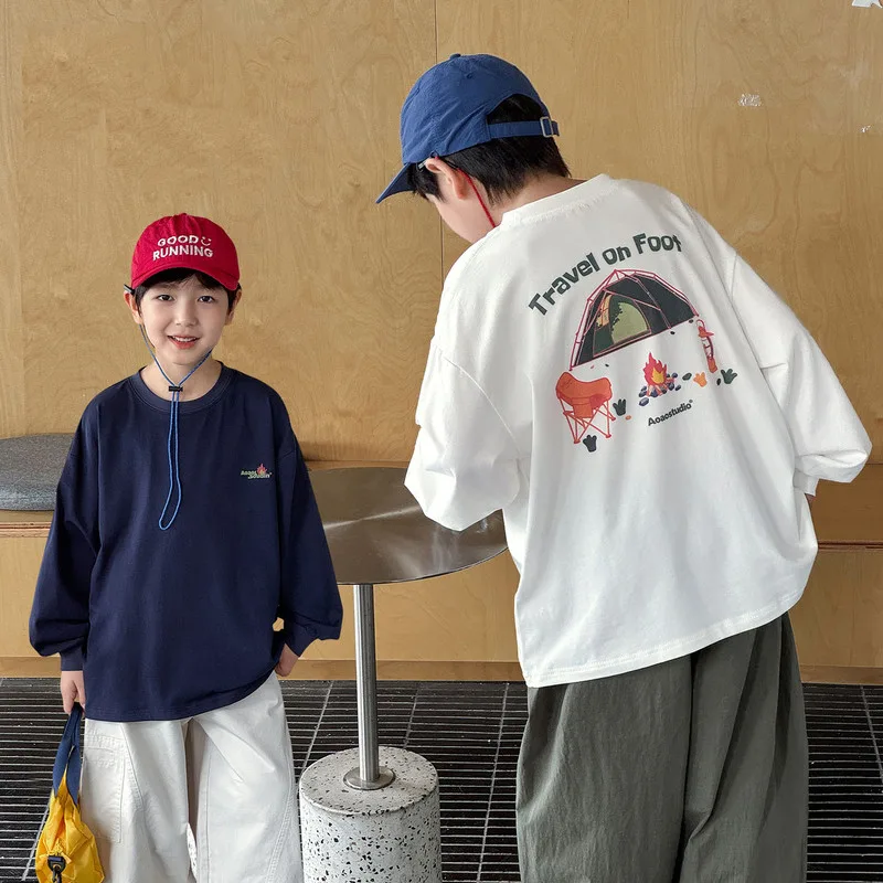 アウトドアキャンププリント長袖Tシャツ