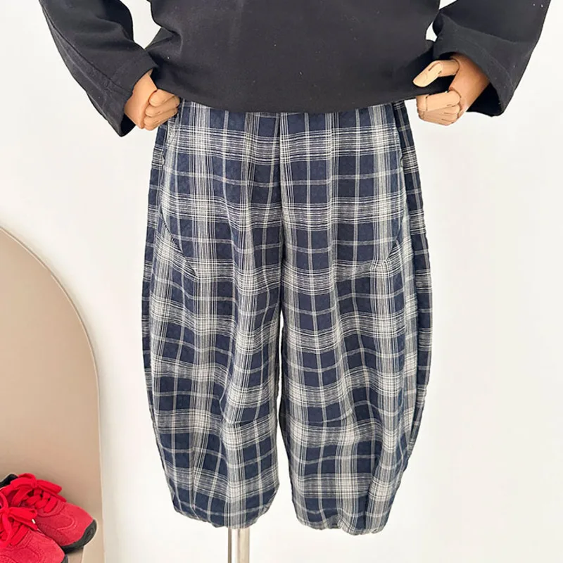 カジュアルチェックロングパンツ