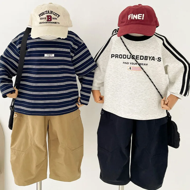 【KID】無地サイド切替ワイドカーブカーゴパンツ