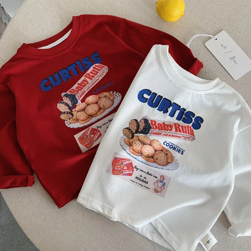 クッキーグラフィックプリント長袖Tシャツ