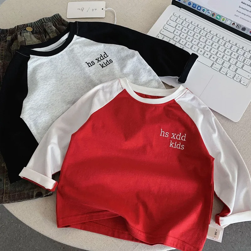 ロゴプリント配色ラグラン長袖Tシャツ