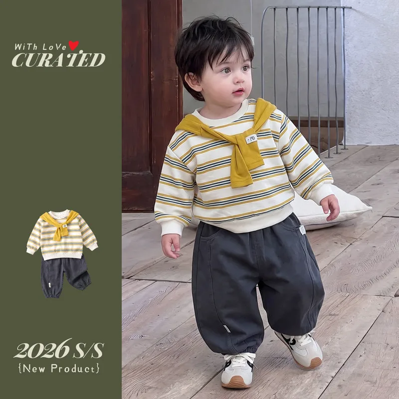 ストライプトレーナーショールパンツセットアップ