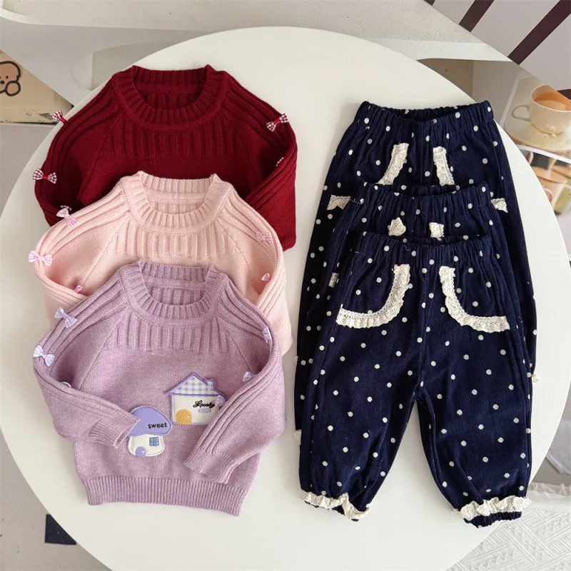 【セット】ミッドナイトハウスニットドットパンツセットアップ