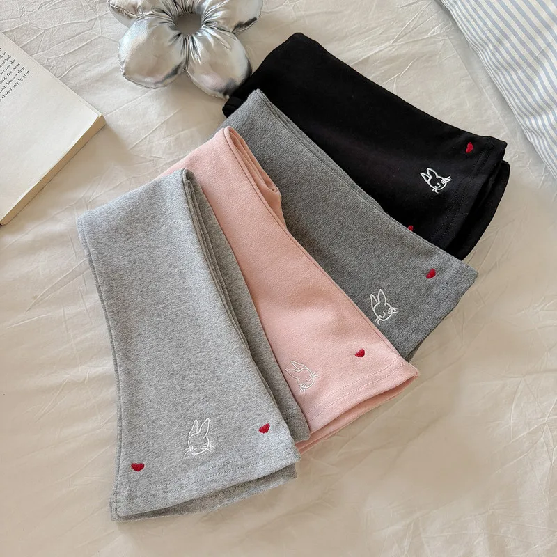ハート刺繍コットンフレアレギンスパンツ