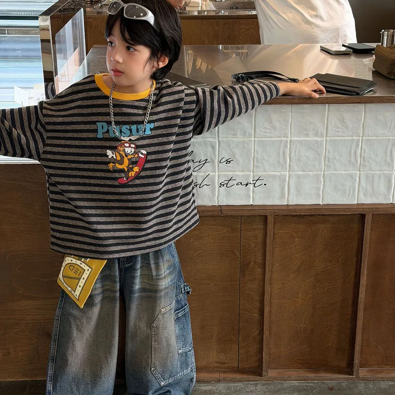 【KID】ストライプキャラクター長袖トレーナー