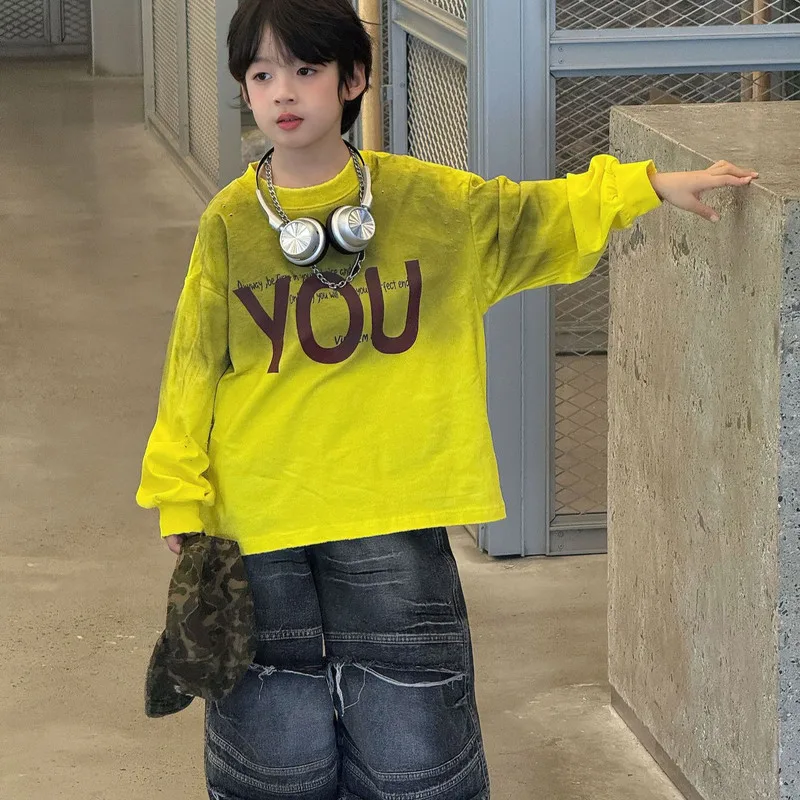 【KID】ヴィンテージ風グラデーションロゴ長袖Tシャツ