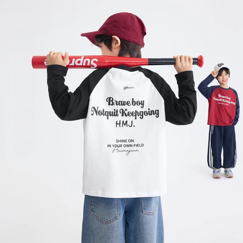 アルファベットプリントラグラン長袖Tシャツ