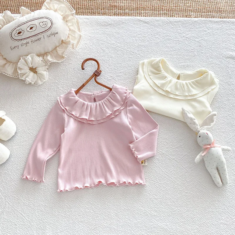 【BABY】ドールカラーフリルリブ長袖Tシャツ