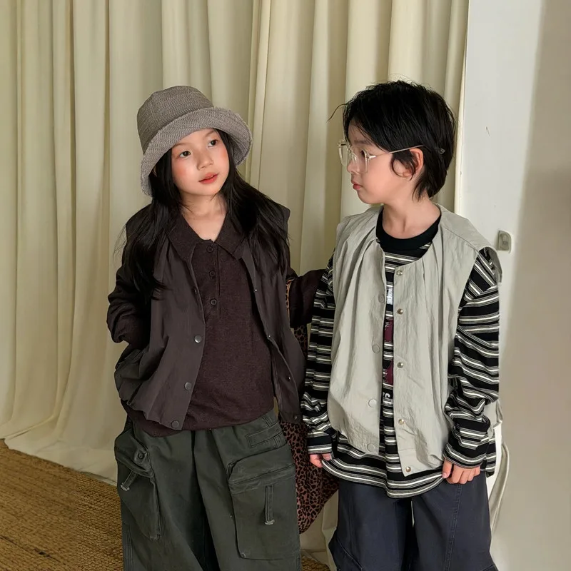 【KID】シンプルカジュアルラウンドネックベスト