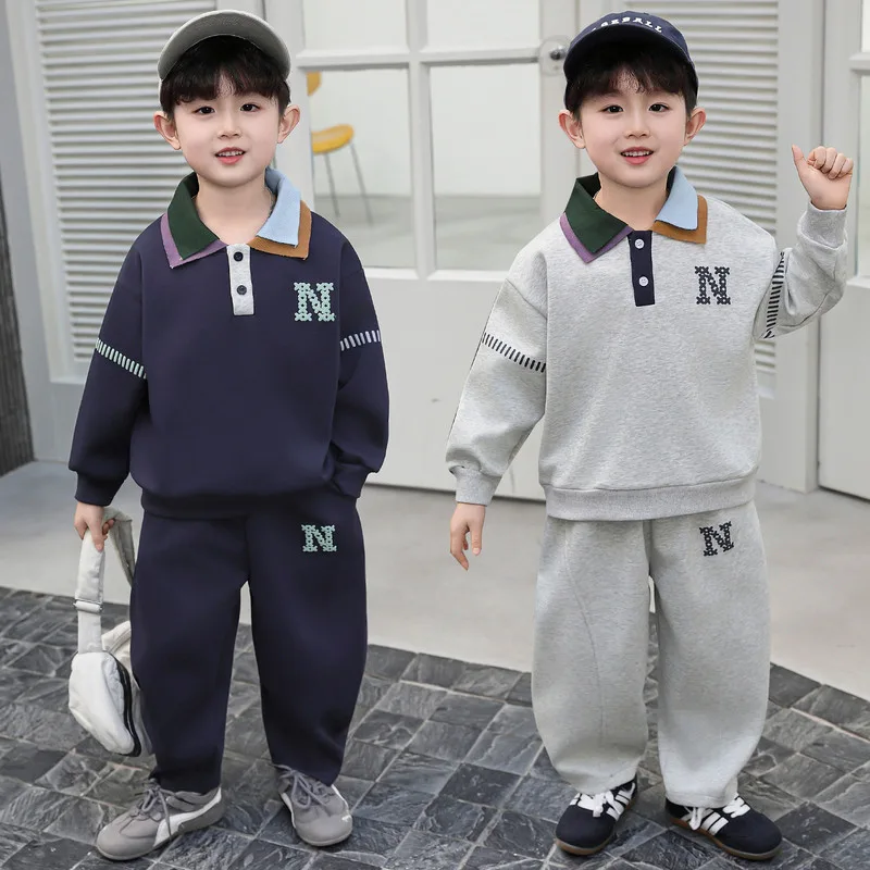 【セット】Nパッチポロ襟長袖スウェット上下セット