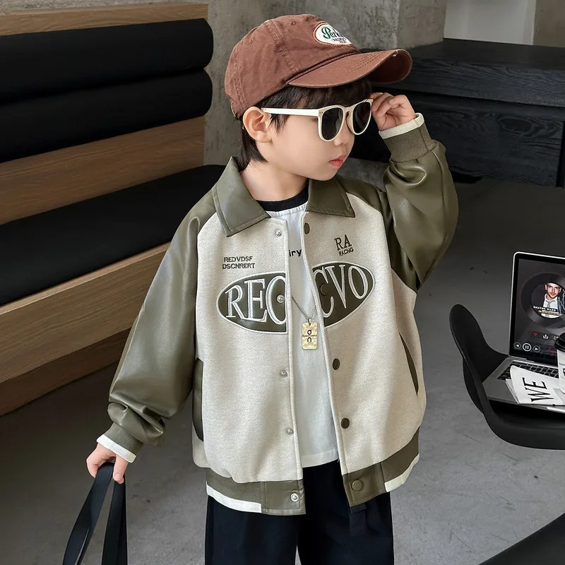 【KID】PUレザー配色スタジャン