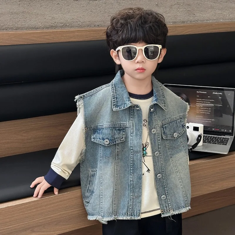 【KID】ヴィンテージ風カジュアルデニムベスト
