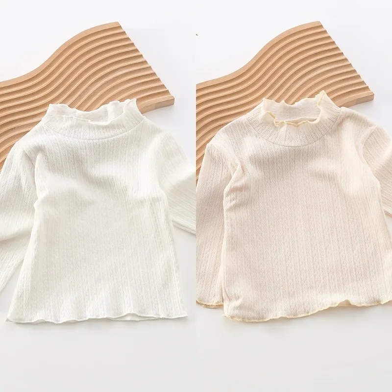 【BABY】メロウフリル プチハイネック シャーリング長袖Tシャツ