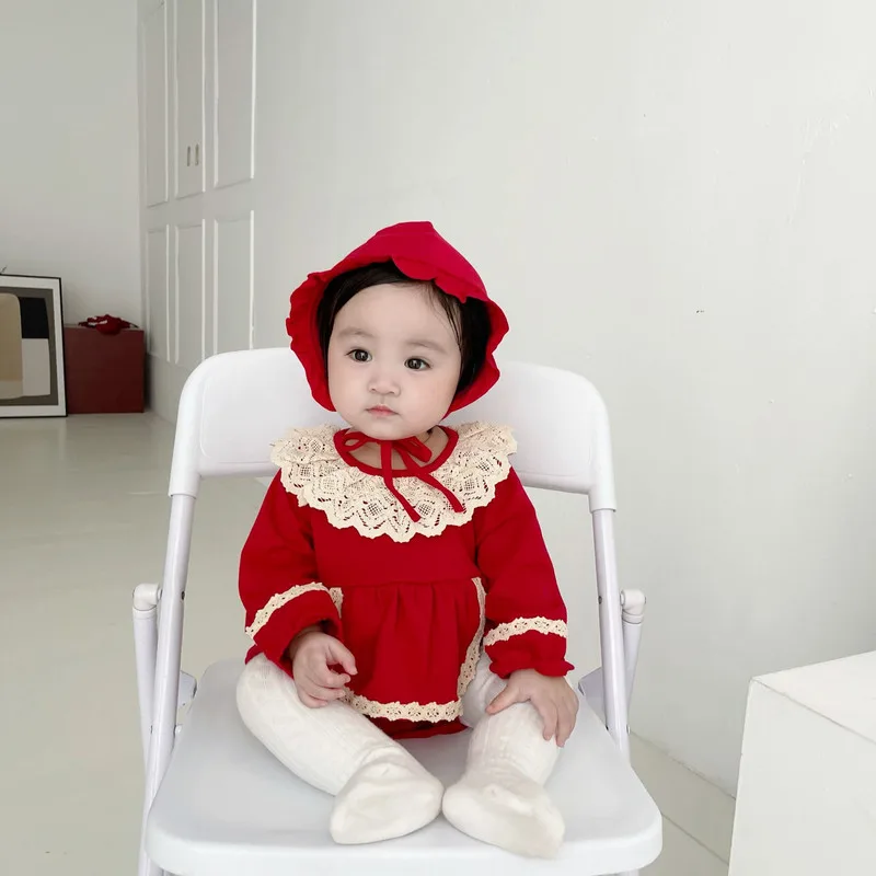 【BABY】ベティレース襟ベビー長袖ロンパース