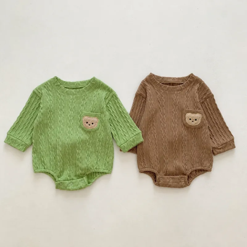 【BABY】ケーブル編み くまさん ボディスーツ