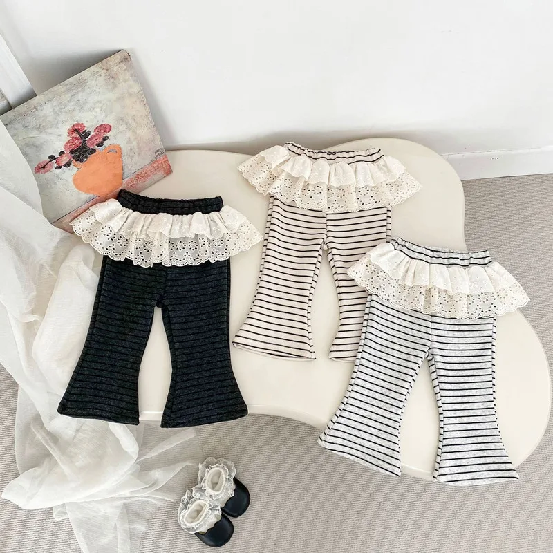 【BABY】ストライプウエストフリルフレアパンツ