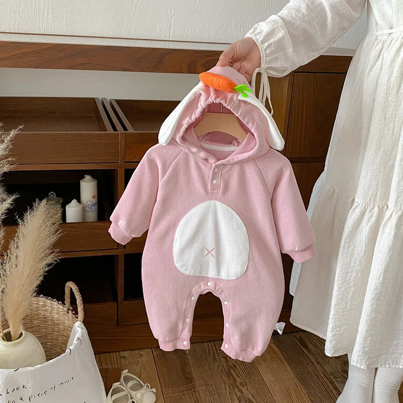 【BABY】にんじんフード ロンパース