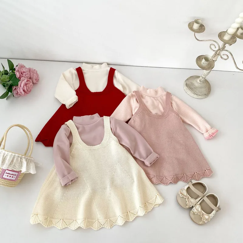 【BABY】透かし編みレースニットキャミワンピース