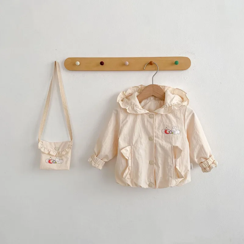 【BABY】アニマルプリントフリルデザインフードジャケット