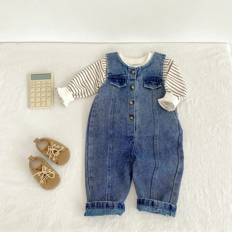 【BABY】マーブルウォッシュデニムサロペットパンツ