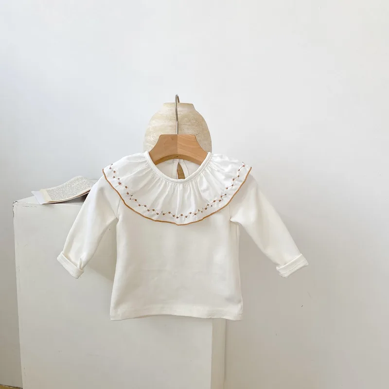 【BABY】サンフラワー刺繍フリルカラー長袖Tシャツ