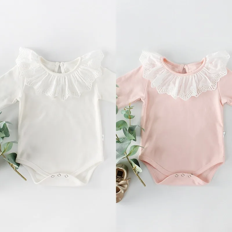 【BABY】レースフリルカラー長袖ボディスーツ