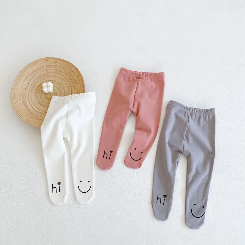 【BABY】Hiスマイルロゴプリントベビー足付きレギンス