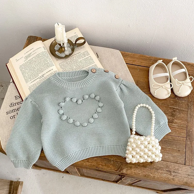 【BABY】ハートポンポンニットプルオーバー