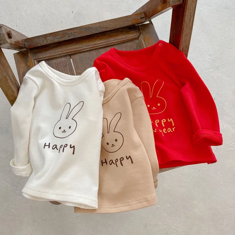【BABY】ハッピーバニーうさぎプリント長袖Tシャツ