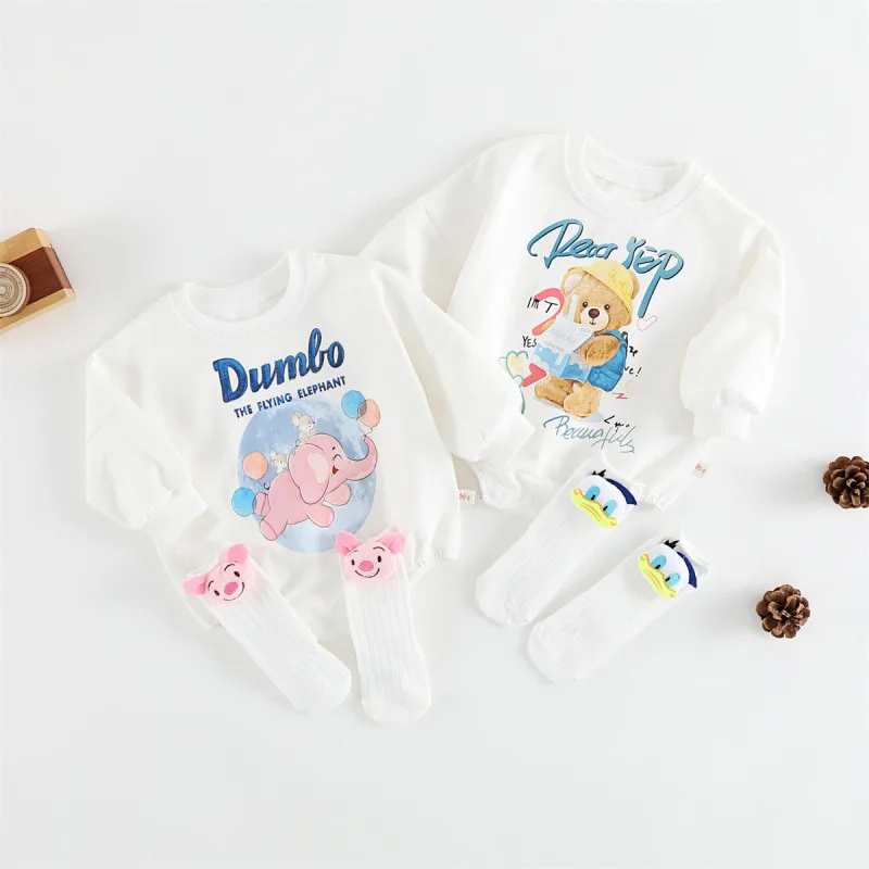 【BABY】アニマルグラフィックプリント長袖ロンパース