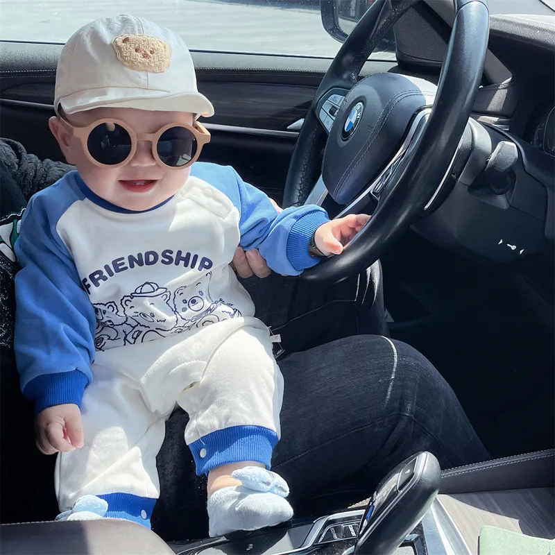 【BABY】フレンドシップロゴくま配色ロンパース