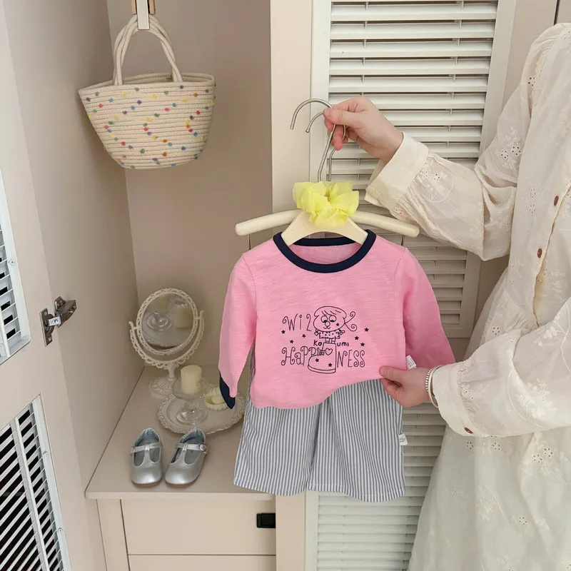 【BABY】ハッピードッグ配色長袖Tシャツ