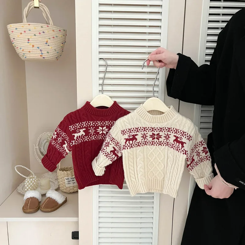 【BABY】クリスマスノルディック鹿柄ニットセーター