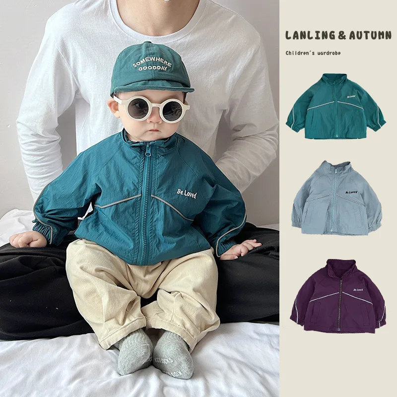 【BABY】英字ロゴスタンドカラーナイロンジャケット