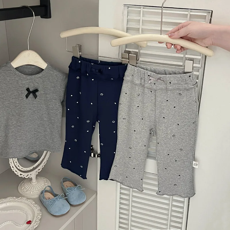 【BABY】スマイルハート柄キッズロングパンツ