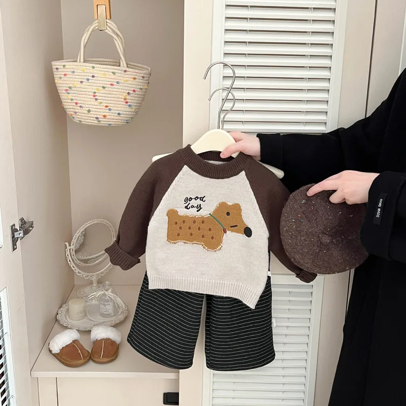 【BABY】クッキー刺しゅうラグラン配色ニットトップス