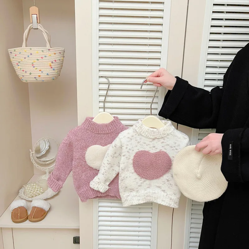【BABY】ハートモチーフジャガードハイネックニットトップス