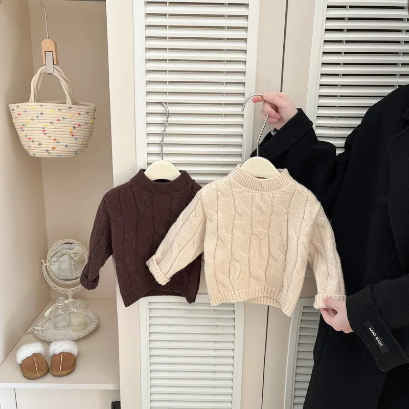 【BABY】レトロケーブル編みハイネックニットプルオーバー