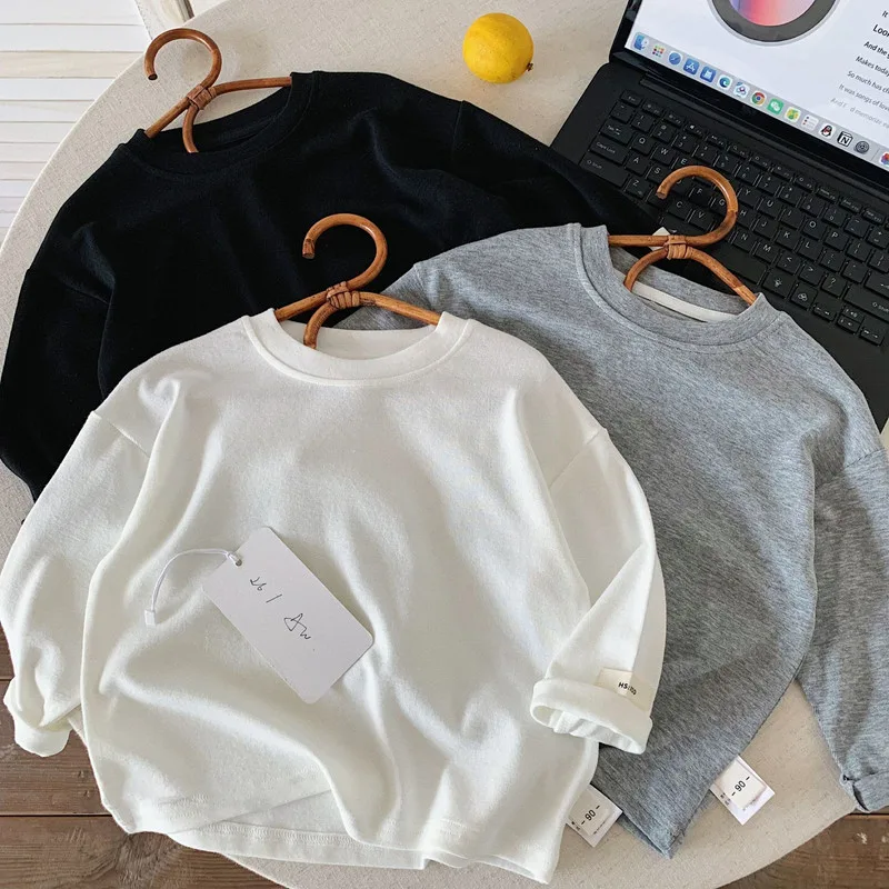 【KID】シンプルベーシック長袖クルーネックTシャツ