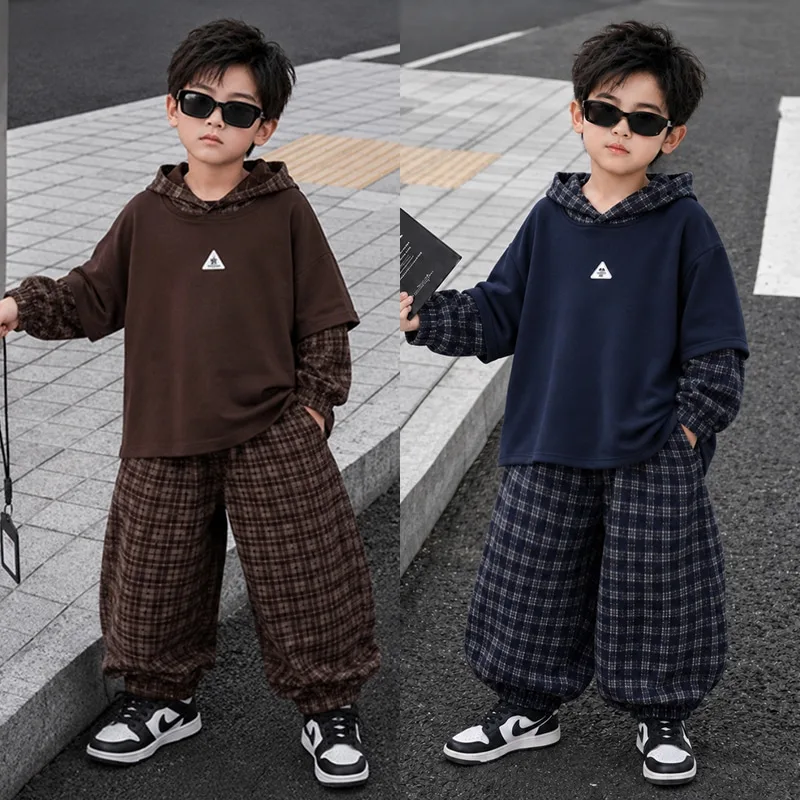 【セット】レイヤード風チェックパーカーセットアップ