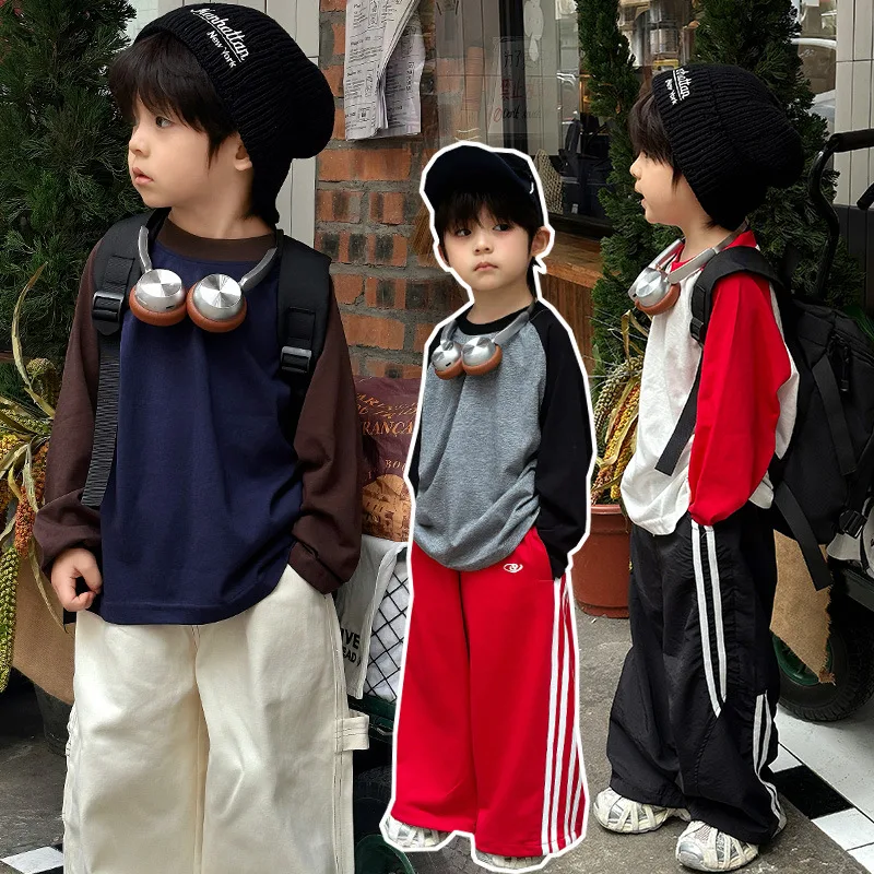 【KID】バイカラー配色切り替え長袖Tシャツ