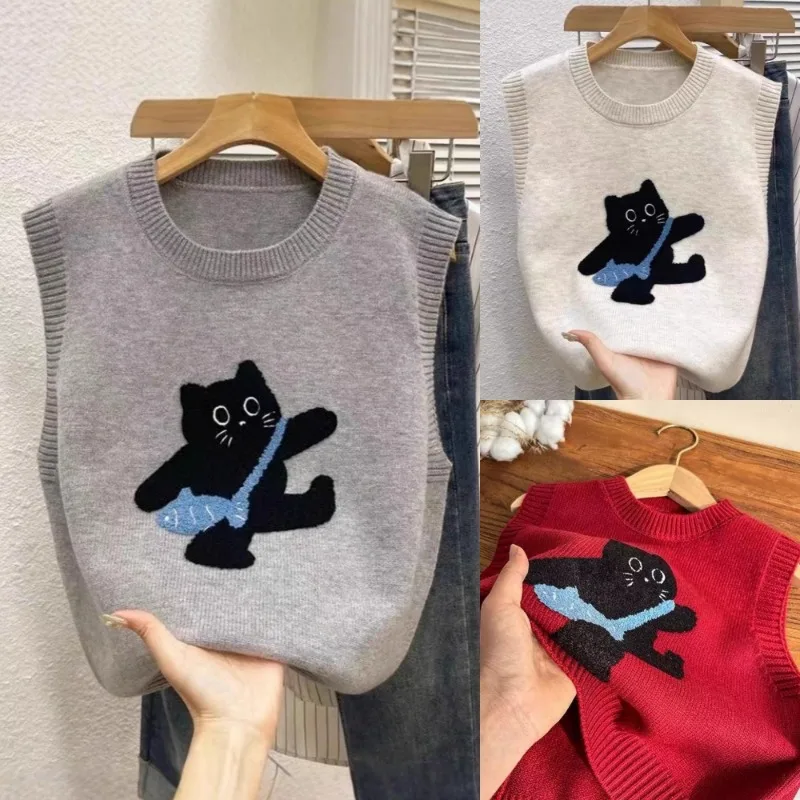【KID】猫パンジャガードキャラクターニットベスト