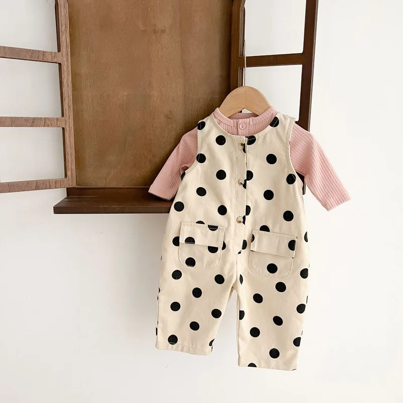【BABY】アイボリードット柄サロペットパンツ