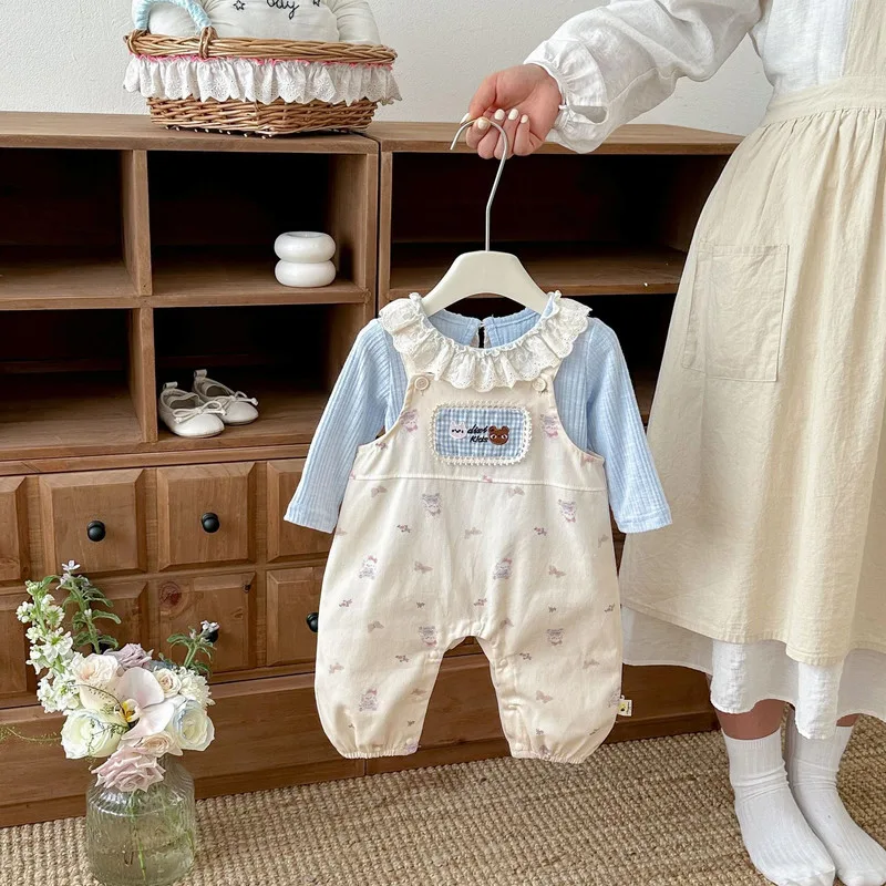 【BABY】フリルカラーサロペットカバーオール