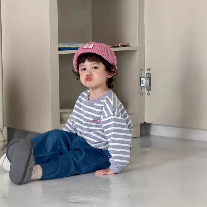 【BABY】ストライプ柄長袖スウェットトレーナー