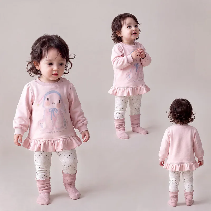 ふわふわうさぎフリルTシャツレギンスセット